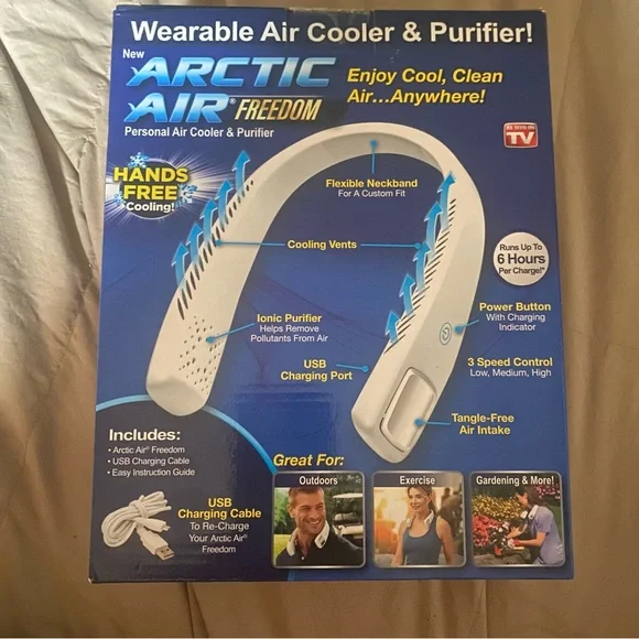 Arctic Air Freedom, a wearable personal air cooler and purifier. 
NEW IN BOX - Picture 2 of 4